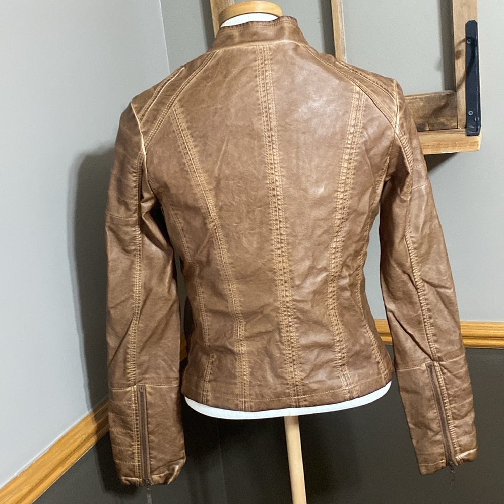 Jou Jou light brown faux leather jacket size small - Picture 2 of 11